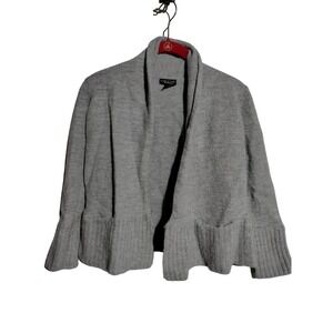 Carole Little Gray 100% Merino Wool Youth Girls Open Front Sweater Size medium